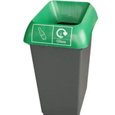 50L Recycling Bin with Green Lid & Glass Logo  Adomoo
